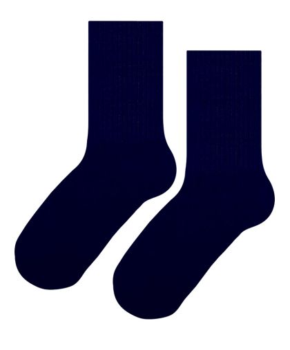 ПАМУЧНИ ЧОРАПИ С ДЪЛЪГ И КОМФОРТЕН СПОРТЕН ЛАСТИК - ТЪМНО СИНИ
